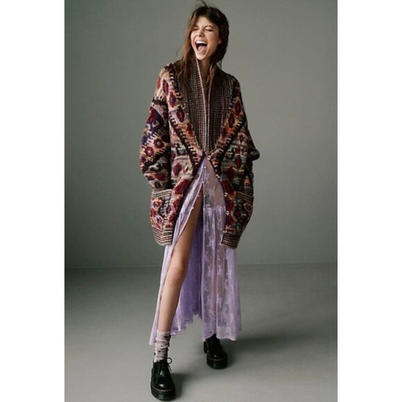 Free People Home On The Range Oversized Cardi Cardigan Size XS Bohemian - Picture 3 of 6